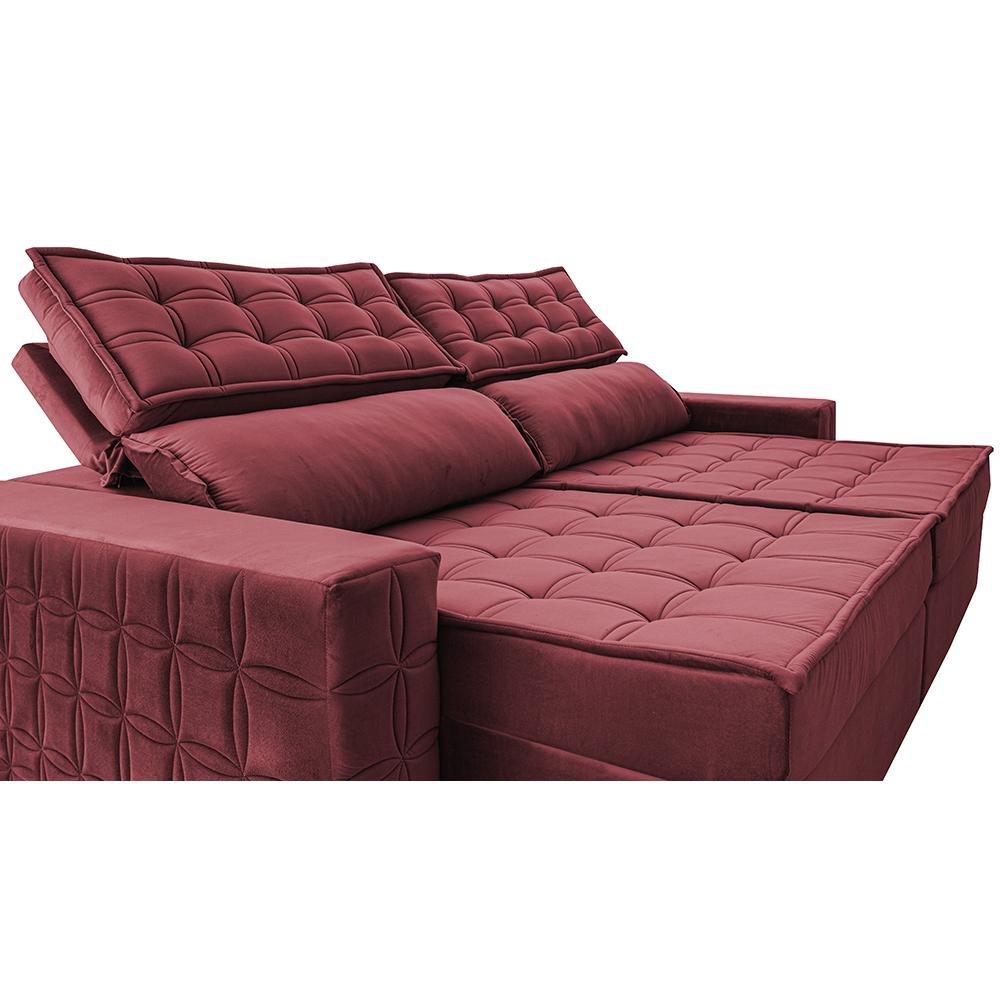 Sofá Retrátil e Reclinável 2,75m Cama inBox Big Star com SoftGel D40 Velupluma Vinho
