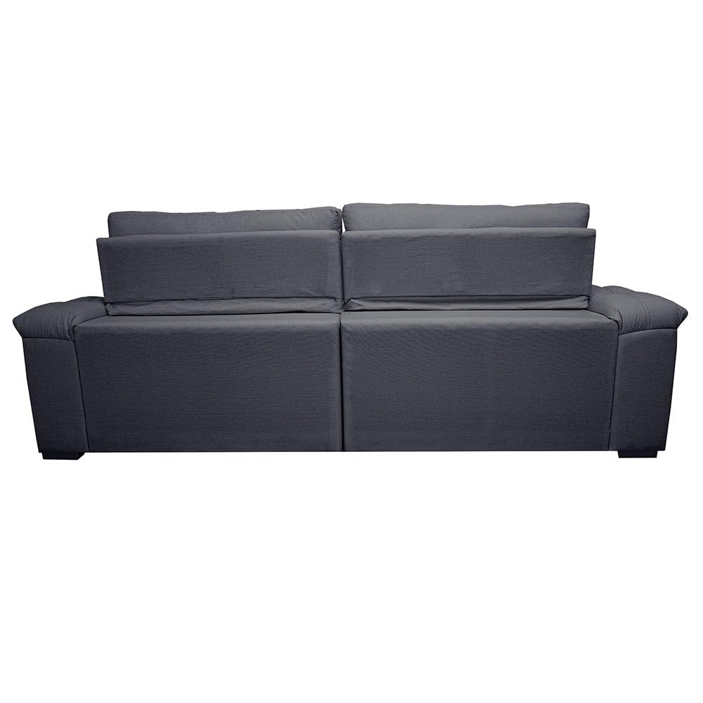 Sofá Retrátil e Reclinável 2,75m Molas Ensacadas Cama inBox Big Home com Bordado 3D Linho Cinza Escuro