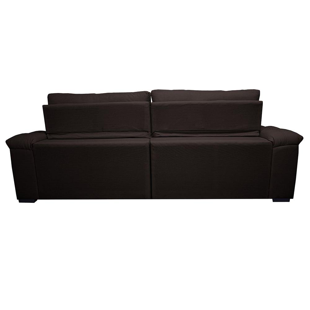 Sofá Retrátil e Reclinável 2,75m Molas Ensacadas Cama inBox Big Home com Bordado 3D Linho Marrom
