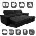 Sofá Retrátil e Reclinável 2,75m Molas Ensacadas Cama inBox Big Home com Bordado 3D Velusoft Preto