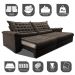 Sofá Retrátil e Reclinável 2,75m Molas Ensacadas Cama inBox Big Space com Bordado 3D Velusoft Café