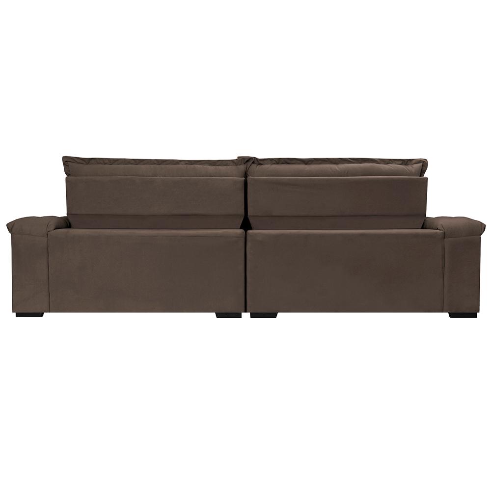 Sofá Retrátil e Reclinável 2,75m Molas Ensacadas Cama inBox Big Space com Bordado 3D Velusoft Café