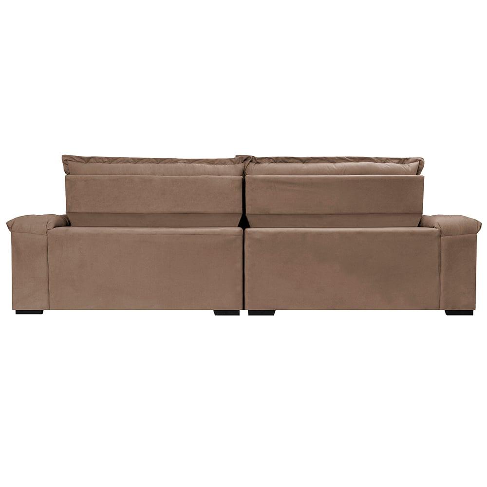 Sofá Retrátil e Reclinável 2,75m Molas Ensacadas Cama inBox Big Space com Bordado 3D Velusoft Castor