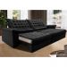 Sofá Retrátil e Reclinável 2,75m Molas Ensacadas Cama inBox Big Space com Bordado 3D Velusoft Preto
