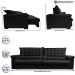 Sofá Retrátil e Reclinável 2,75m Molas Ensacadas Cama inBox Big Space com Bordado 3D Velusoft Preto