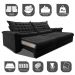 Sofá Retrátil e Reclinável 2,75m Molas Ensacadas Cama inBox Big Space com Bordado 3D Velusoft Preto