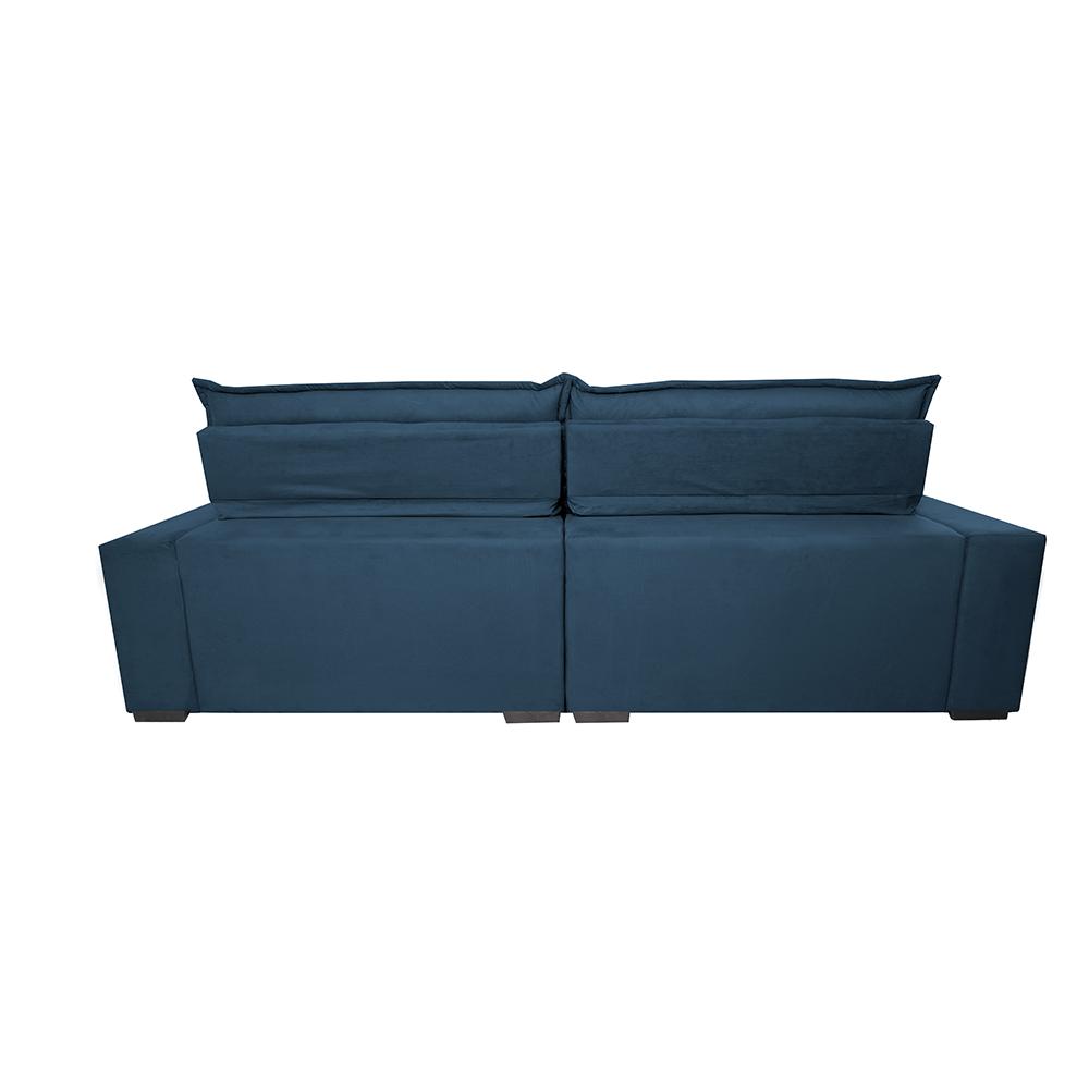 Sofá Retrátil e Reclinável 2,75m Molas Ensacadas Cama inBox Spazus com Bordado 3D Velusoft Azul