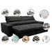 Sofá Retrátil e Reclinável 2,75m Molas Ensacadas Cama inBox Spazus com Bordado 3D Velusoft Preto