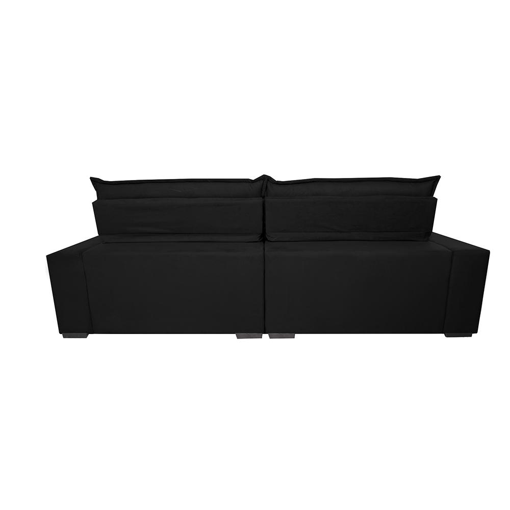 Sofá Retrátil e Reclinável 2,75m Molas Ensacadas Cama inBox Spazus com Bordado 3D Velusoft Preto