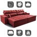 Sofá Retrátil e Reclinável 2,92m Luxos Cama inBox Velusoft Vermelho