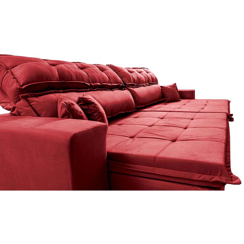 Sofá Retrátil e Reclinável 2,92m Luxos Cama inBox Velusoft Vermelho