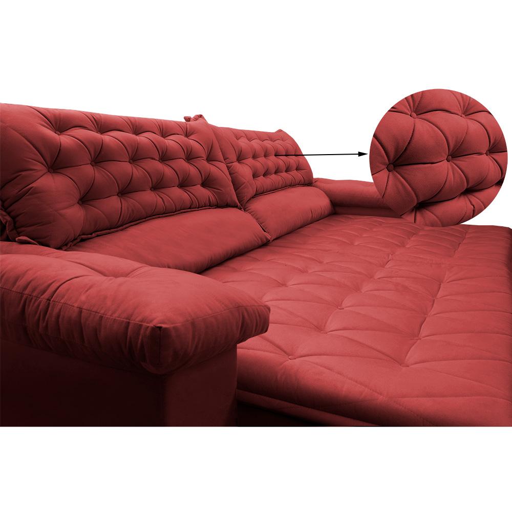 Sofá Retrátil e Reclinável 2,92m Molas Ensacadas Cama inBox Alemanha Viscoelástico Velusoft Vermelho