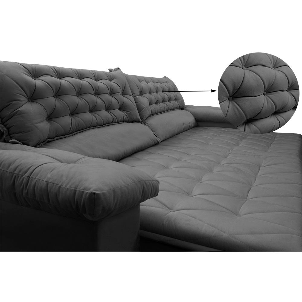 Sofá Retrátil e Reclinável 2,92m Molas Ensacadas Cama inBox Alemanha de Viscoelástico Velusoft Cinza