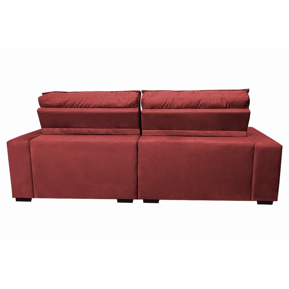 Sofá Retrátil e Reclinável 2,92m Molas Ensacadas Cama inBox Catar Velusoft Vermelho