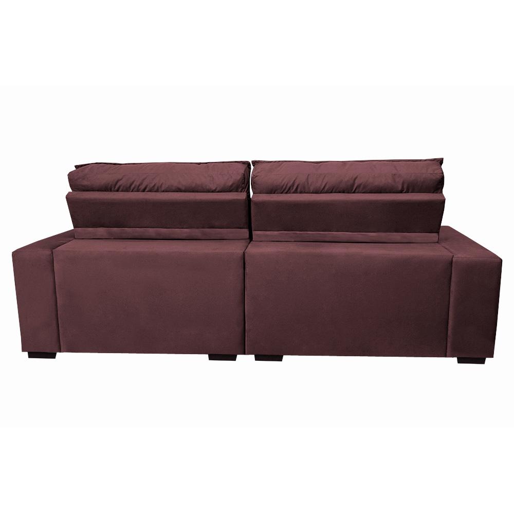 Sofá Retrátil e Reclinável 2,92m Molas Ensacadas Cama inBox Catar Velusoft Vinho