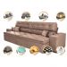Sofá Retrátil e Reclinável 2,92m com Molas Cama inBox Estilo Suede Velusoft Castor