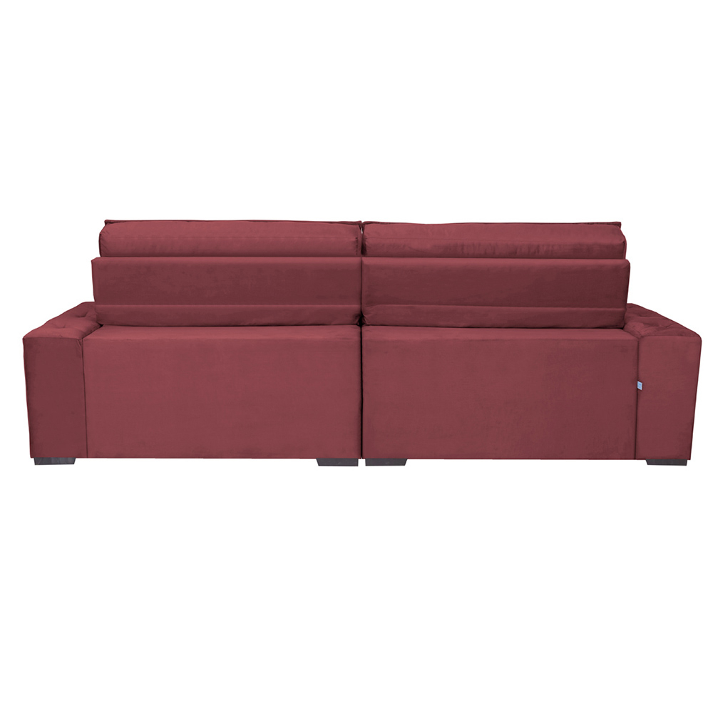 Sofá Retrátil e Reclinável 2,92m com Molas Cama inBox Estilo Suede Velusoft Vinho