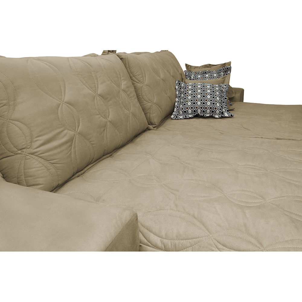 Sofá Retrátil e Reclinável 2,92m com Molas Ensacadas Cama Inbox Supreme Tecido Suede Velusoft Bege