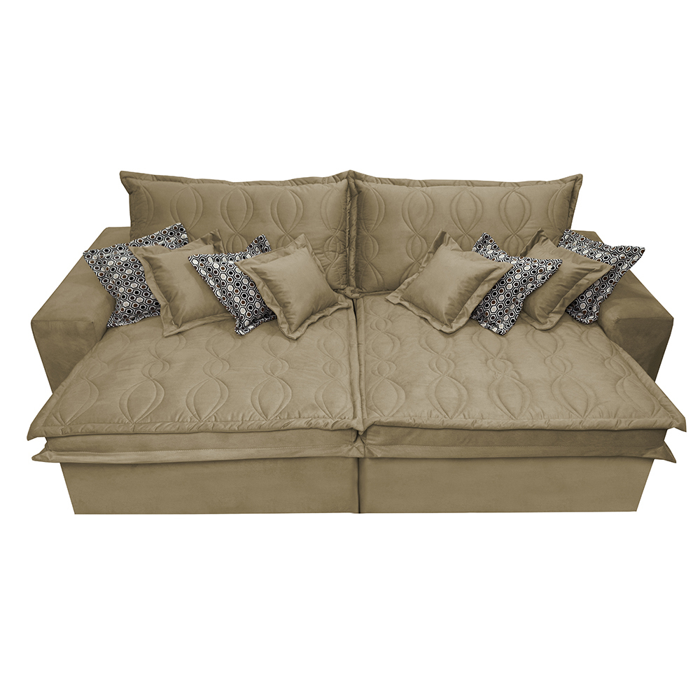 Sofá Retrátil e Reclinável 2,92m com Molas Ensacadas Cama Inbox Supreme Tecido Suede Velusoft Bege