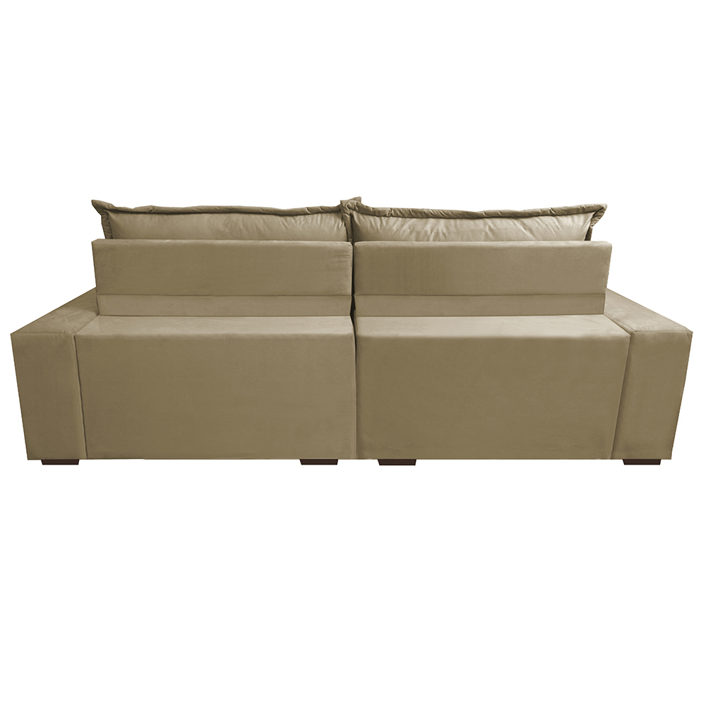 Sofá Retrátil e Reclinável 2,92m com Molas Ensacadas Cama Inbox Supreme Tecido Suede Velusoft Bege