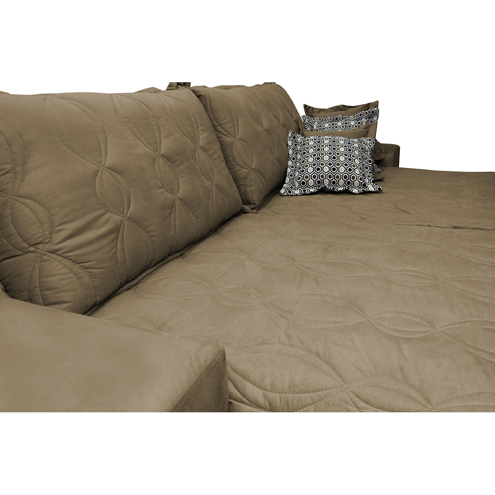 Sofá Retrátil e Reclinável 2,92m com Molas Ensacadas Cama Inbox Supreme Tecido Suede Velusoft Castor