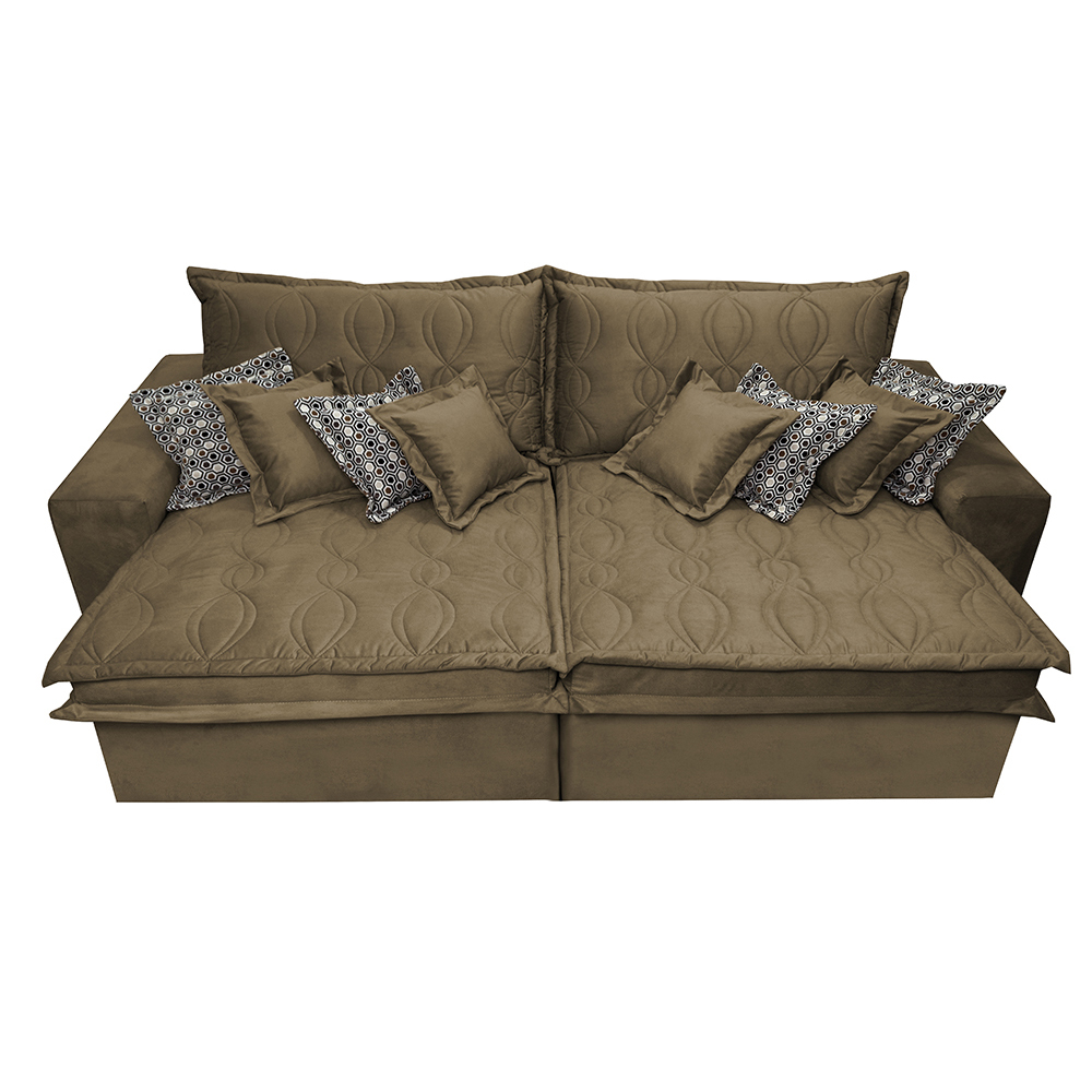 Sofá Retrátil e Reclinável 2,92m com Molas Ensacadas Cama Inbox Supreme Tecido Suede Velusoft Castor