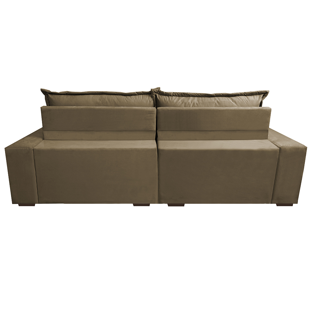 Sofá Retrátil e Reclinável 2,92m com Molas Ensacadas Cama Inbox Supreme Tecido Suede Velusoft Castor
