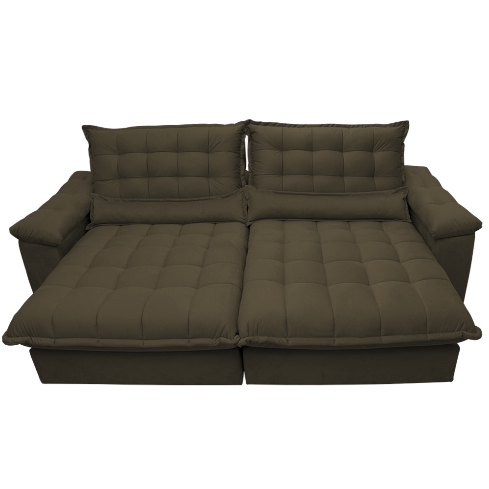 Sofá Retrátil e Reclinável 2,92m com Molas Ensacadas Cama inBox Aconchego Tecido Suede Café