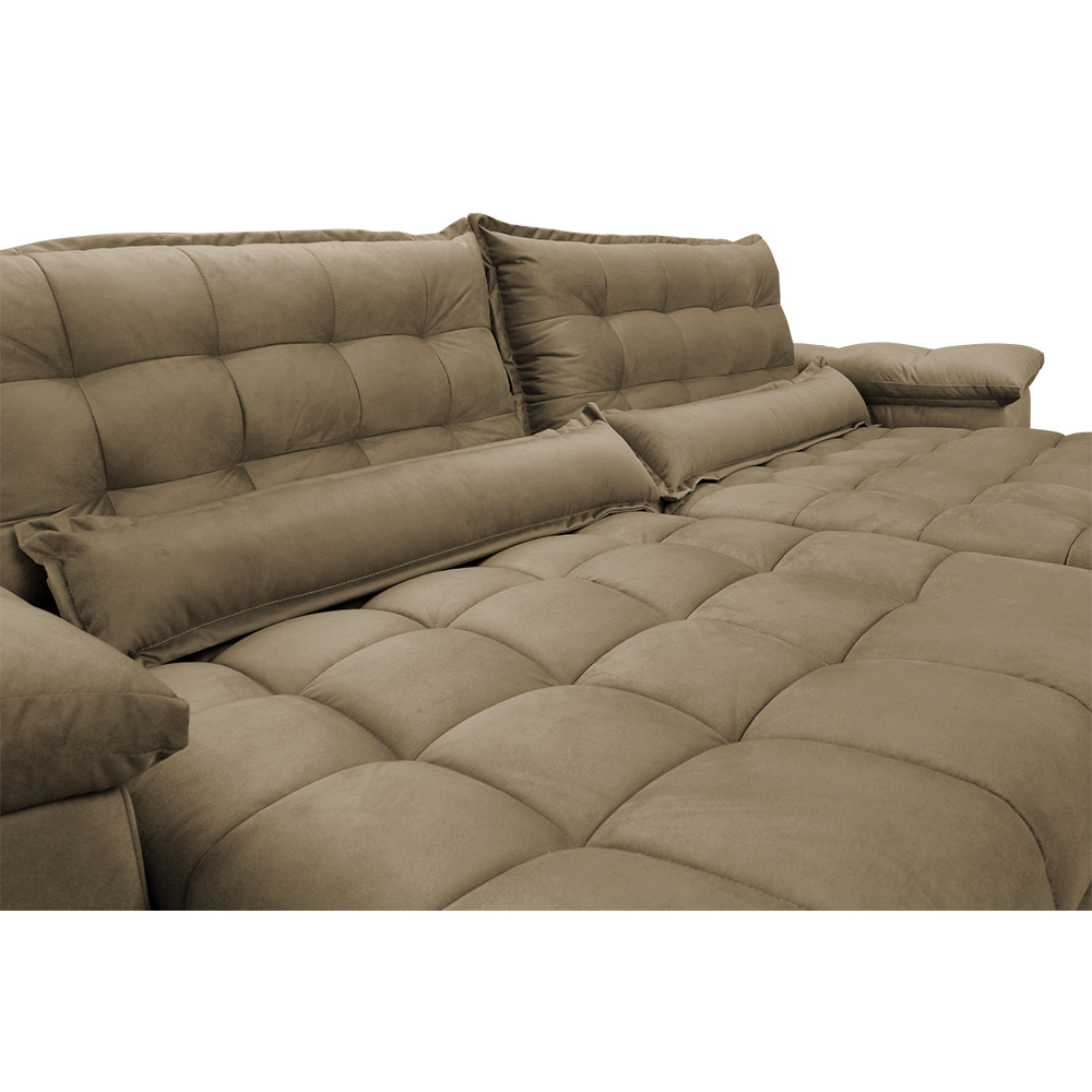 Sofá Retrátil e Reclinável 2,92m com Molas Ensacadas Cama inBox Aconchego Tecido Suede Castor