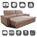 Sofá Retrátil e Reclinável 2,95m Molas Ensacadas Cama inBox Big Home com Bordado 3D Velusoft Bege