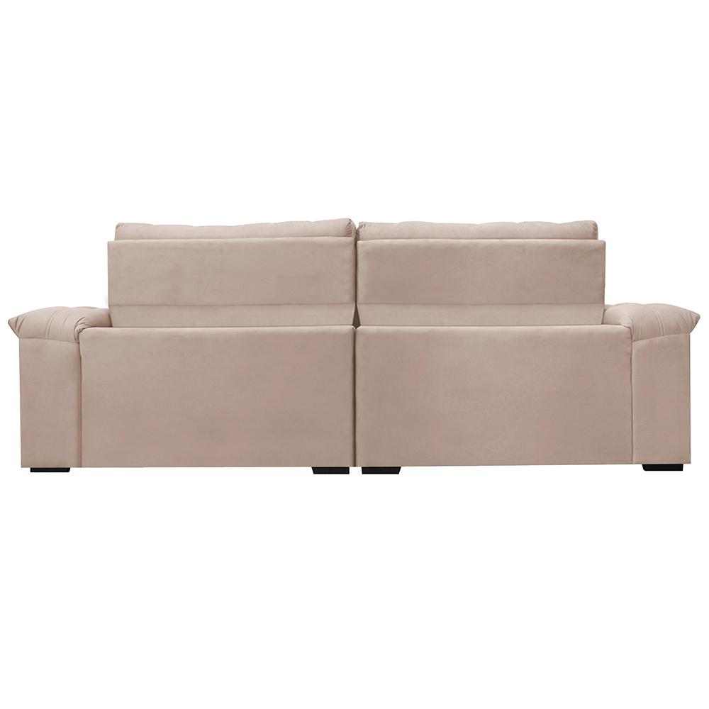Sofá Retrátil e Reclinável 2,95m Molas Ensacadas Cama inBox Big Home com Bordado 3D Velusoft Bege