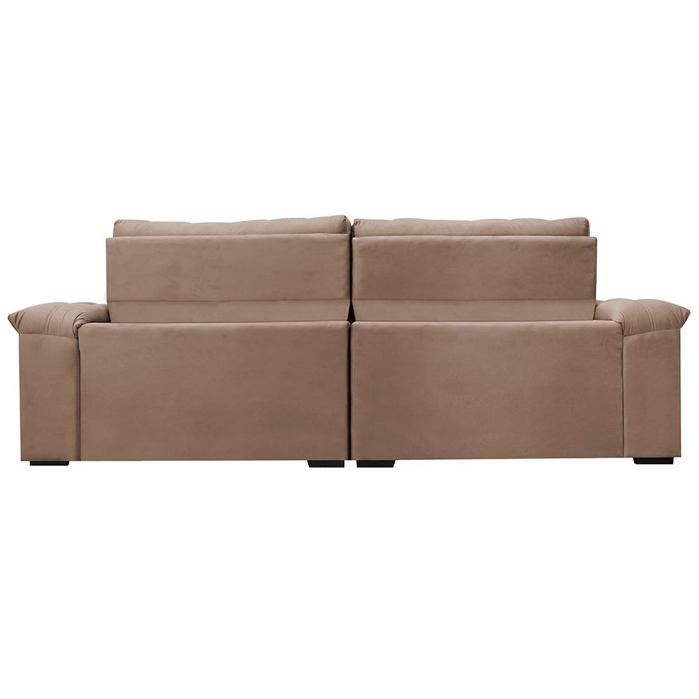 Sofá Retrátil e Reclinável 2,95m Molas Ensacadas Cama inBox Big Home com Bordado 3D Velusoft Castor