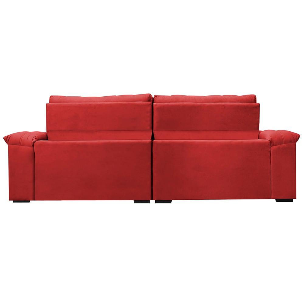 Sofá Retrátil e Reclinável 2,95m Molas Ensacadas Cama inBox Big Home com Bordado Velusoft Vermelho