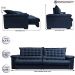 Sofá Retrátil e Reclinável 2,95m Molas Ensacadas Cama inBox Big Space com Bordado 3D Velusoft Azul
