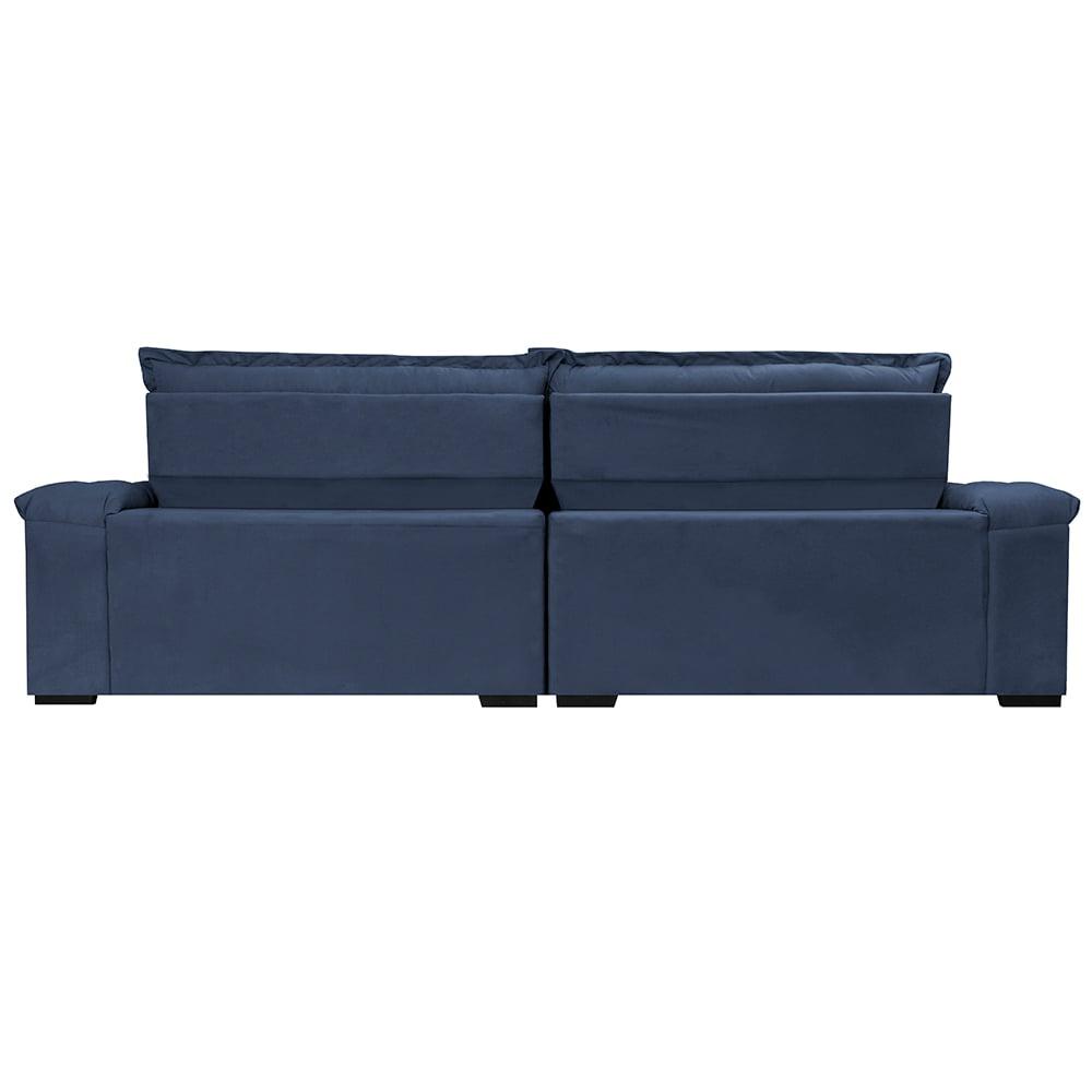 Sofá Retrátil e Reclinável 2,95m Molas Ensacadas Cama inBox Big Space com Bordado 3D Velusoft Azul