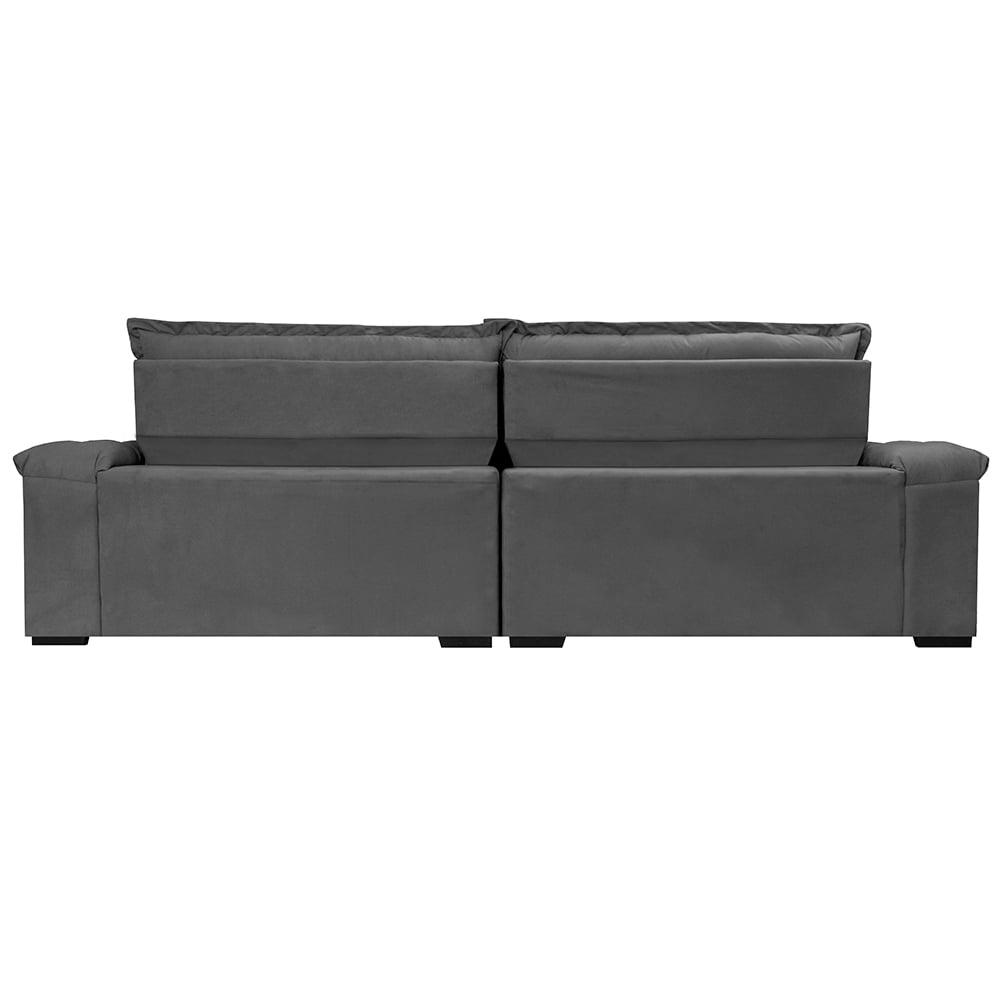Sofá Retrátil e Reclinável 2,95m Molas Ensacadas Cama inBox Big Space com Bordado 3D Velusoft Cinza