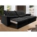 Sofá Retrátil e Reclinável 2,95m Molas Ensacadas Cama inBox Big Space com Bordado 3D Velusoft Preto