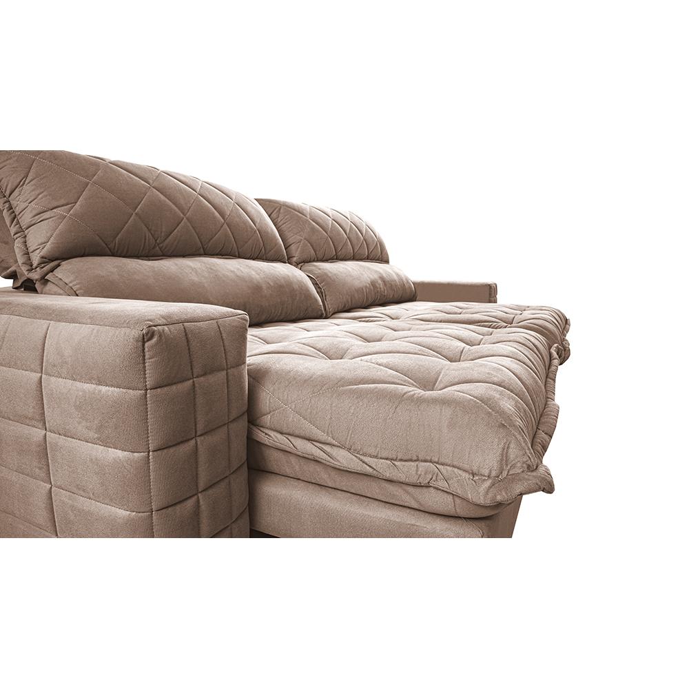 Sofá Retrátil e Reclinável 2,95m Molas Ensacadas Cama inBox Elegance com ThermoGel Velusoft Bege