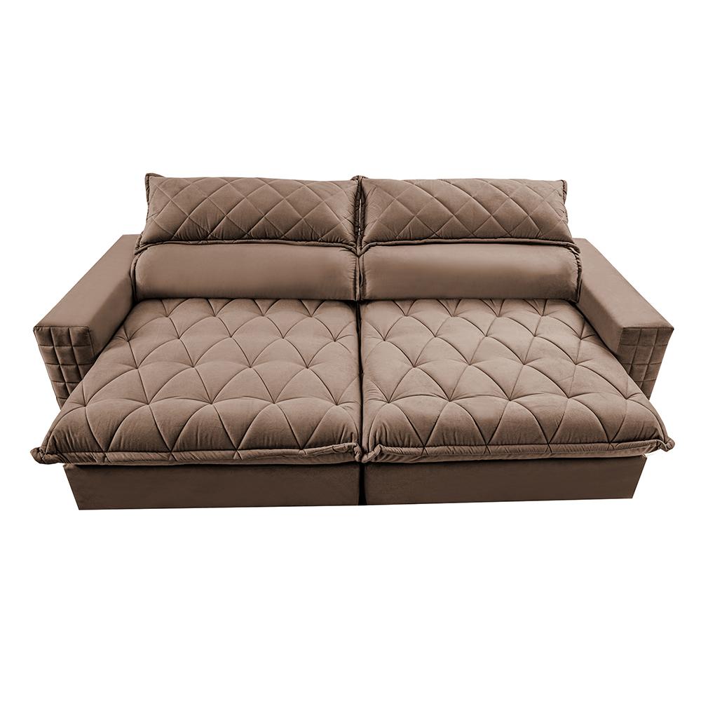 Sofá Retrátil e Reclinável 2,95m Molas Ensacadas Cama inBox Elegance com ThermoGel Velusoft Castor