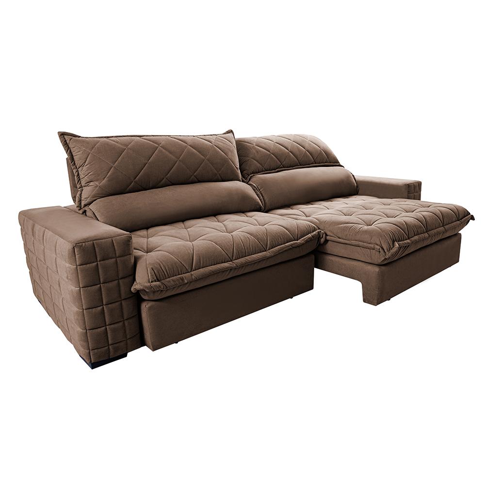 Sofá Retrátil e Reclinável 2,95m Molas Ensacadas Cama inBox Elegance com ThermoGel Velusoft Castor