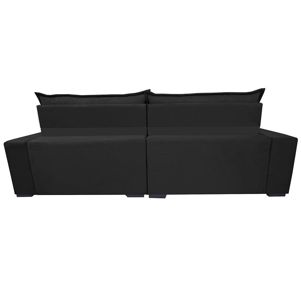 Sofá Retrátil e Reclinável 2,95m Molas Ensacadas Cama inBox Elegance com ThermoGel Velusoft Preto