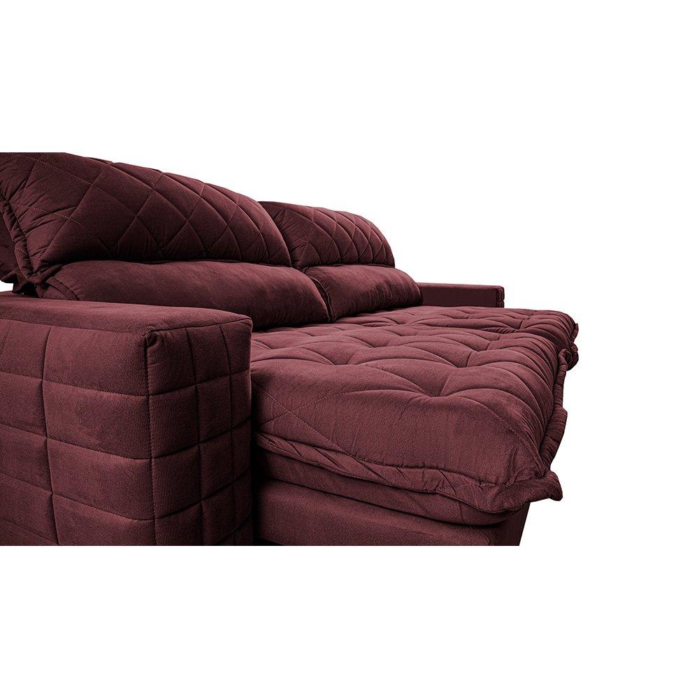 Sofá Retrátil e Reclinável 2,95m Molas Ensacadas Cama inBox Elegance com ThermoGel Velusoft Vinho