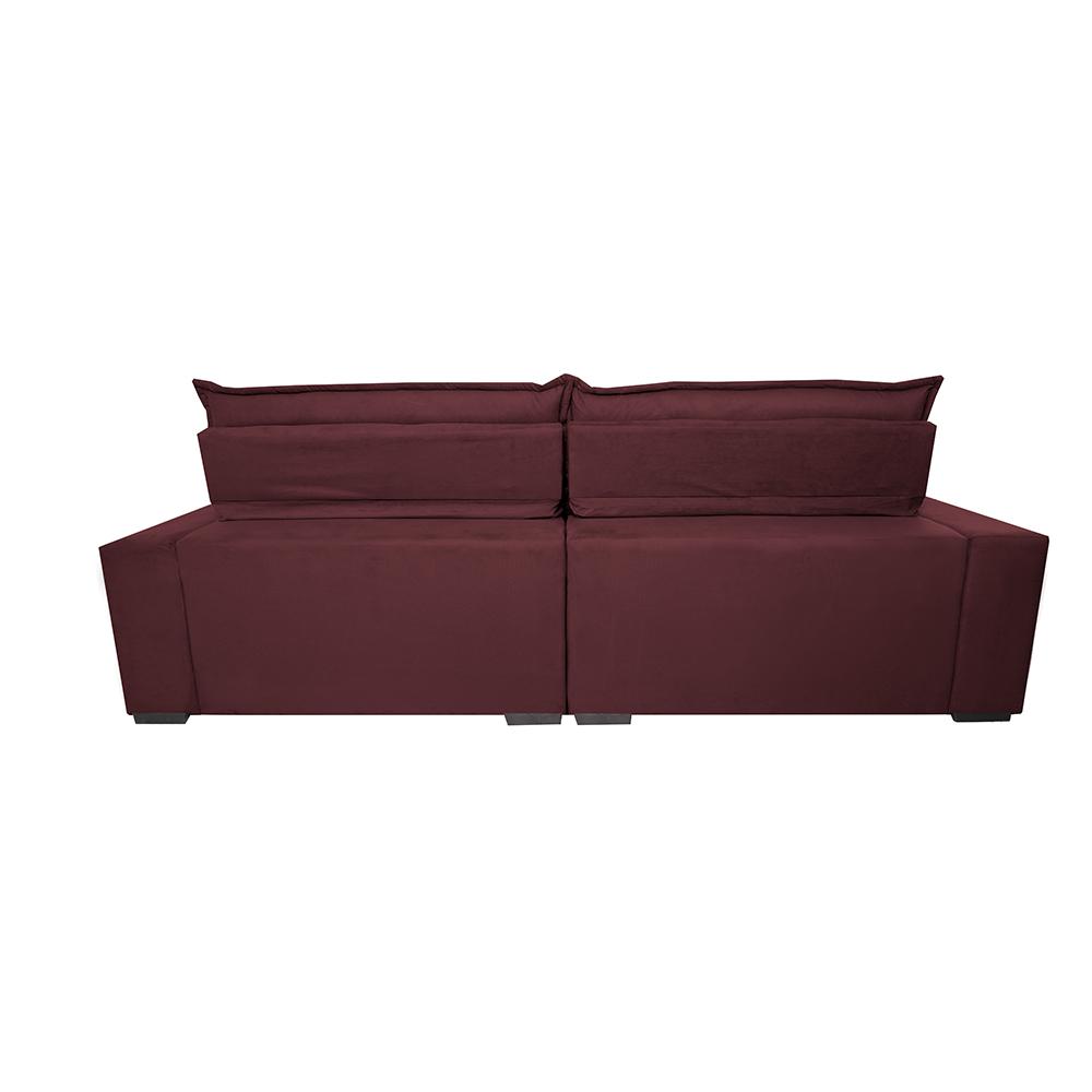 Sofá Retrátil e Reclinável 2,95m Molas Ensacadas Cama inBox Spazus com Bordado 3D Velusoft Vinho