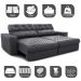 Sofá Retrátil e Reclinável 2,95m Molas Ensacadas Cama inBox Style Thermo Gel Linho Cinza Escuro