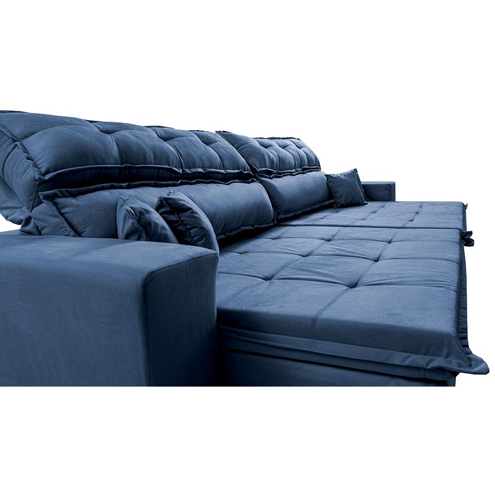 Sofá Retrátil e Reclinável 3,12m Luxos Cama inBox Velusoft Azul