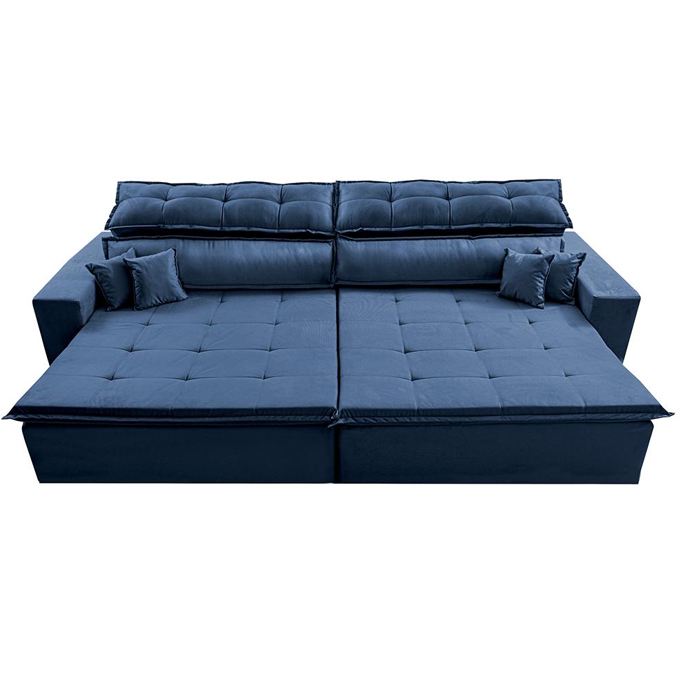 Sofá Retrátil e Reclinável 3,12m Luxos Cama inBox Velusoft Azul
