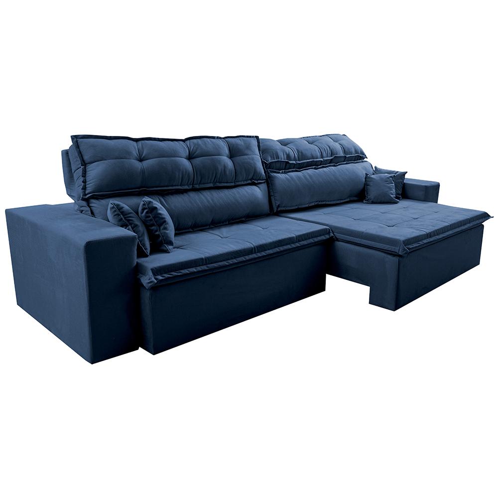 Sofá Retrátil e Reclinável 3,12m Luxos Cama inBox Velusoft Azul