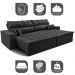 Sofá Retrátil e Reclinável 3,12m Luxos Cama inBox Velusoft Preto