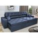 Sofá Retrátil e Reclinável 3,12m com Molas Cama inBox Estilo Suede Velusoft Azul