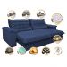 Sofá Retrátil e Reclinável 3,12m com Molas Ensacadas Cama inBox Aconchego Tecido Suede Azul